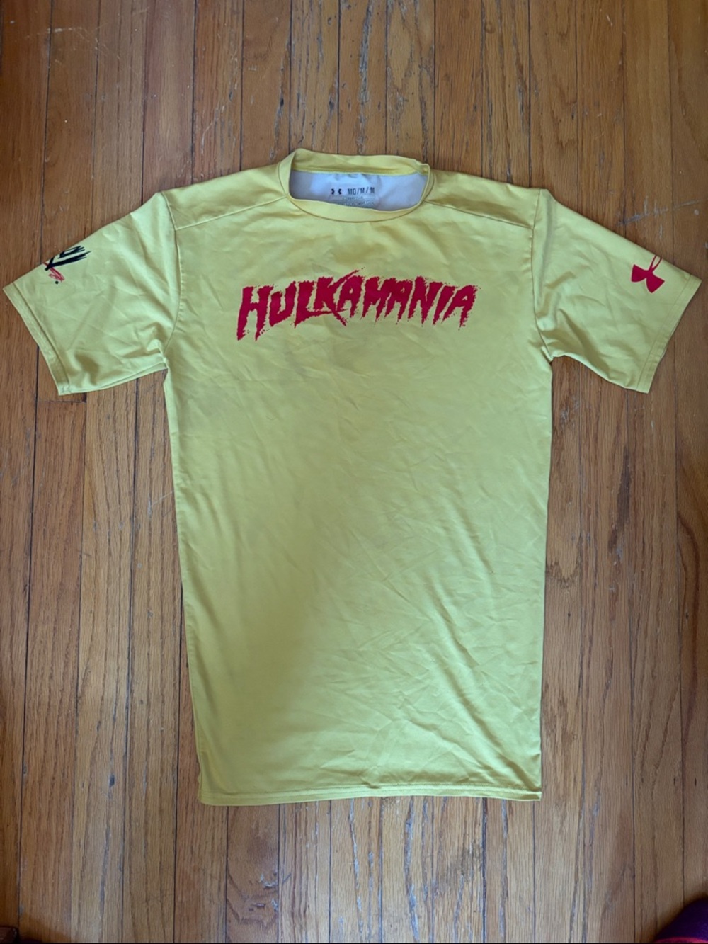 Under Armour Yellow 'Hulkamania' Performance Tee with Red Logo